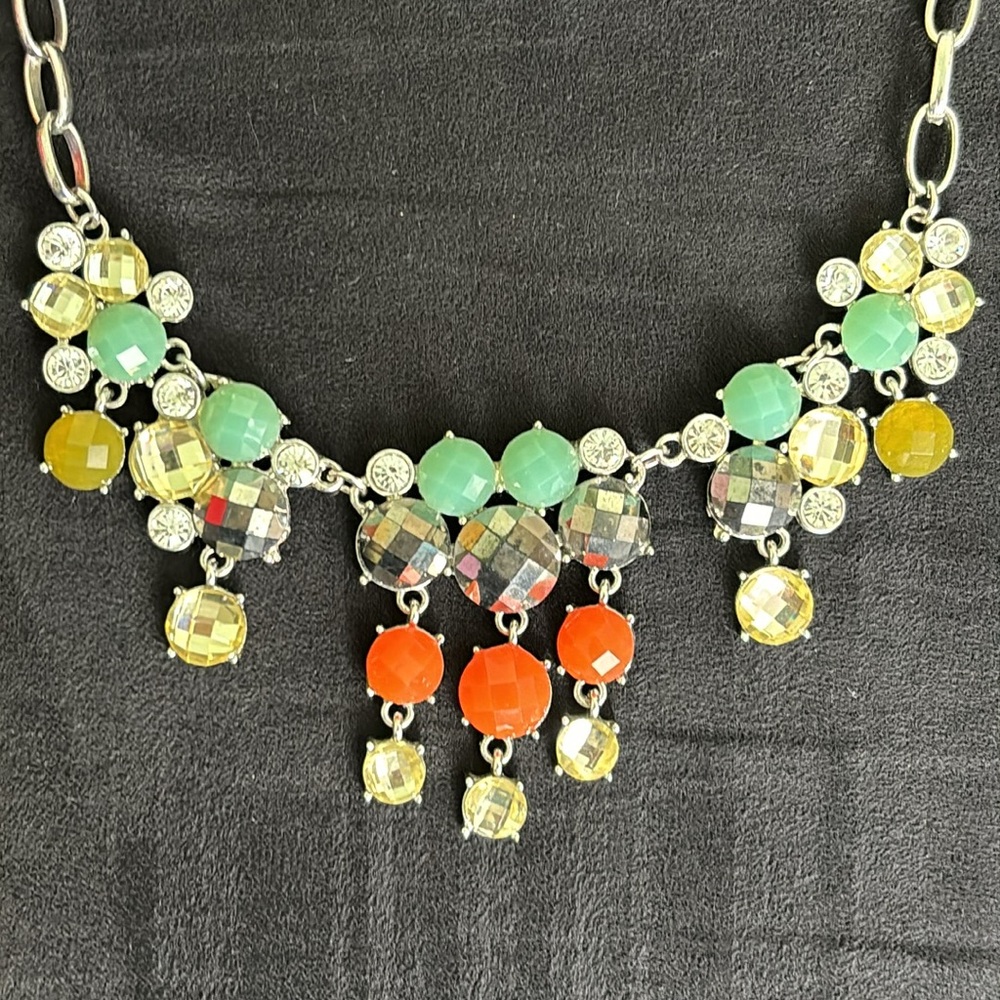 Costume jewelry large rhinestone alloy necklace in gorgeous Fall color tones